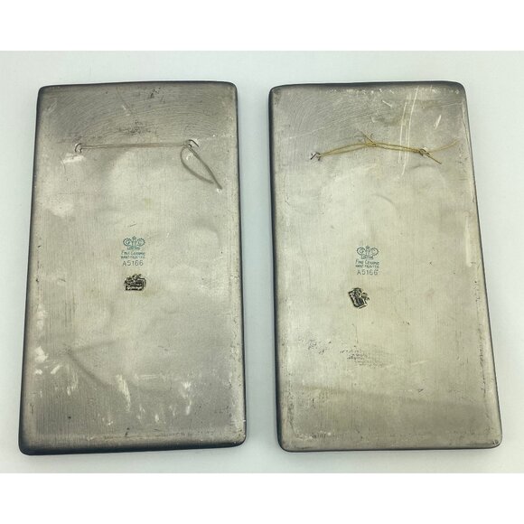 Vintage 60s chalkware, pair of flamingo plaques, black, gold, silver, GC Japan - Picture 10 of 10